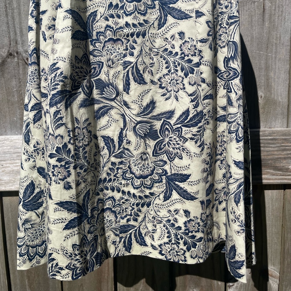 SEV Floral Print Strapless Midi Dress in Cream and Navy Sz 6 - Picture 7 of 10